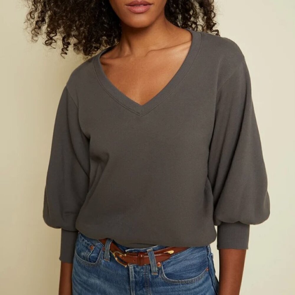 Nation LTD Neva V Neck Sweater In Petrol XS​​​​​​​